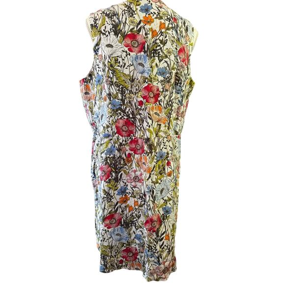 J. Jill Love Linen Floral Wildflower Sleeveless Dress w/ Pockets, large Petite - Picture 3 of 4